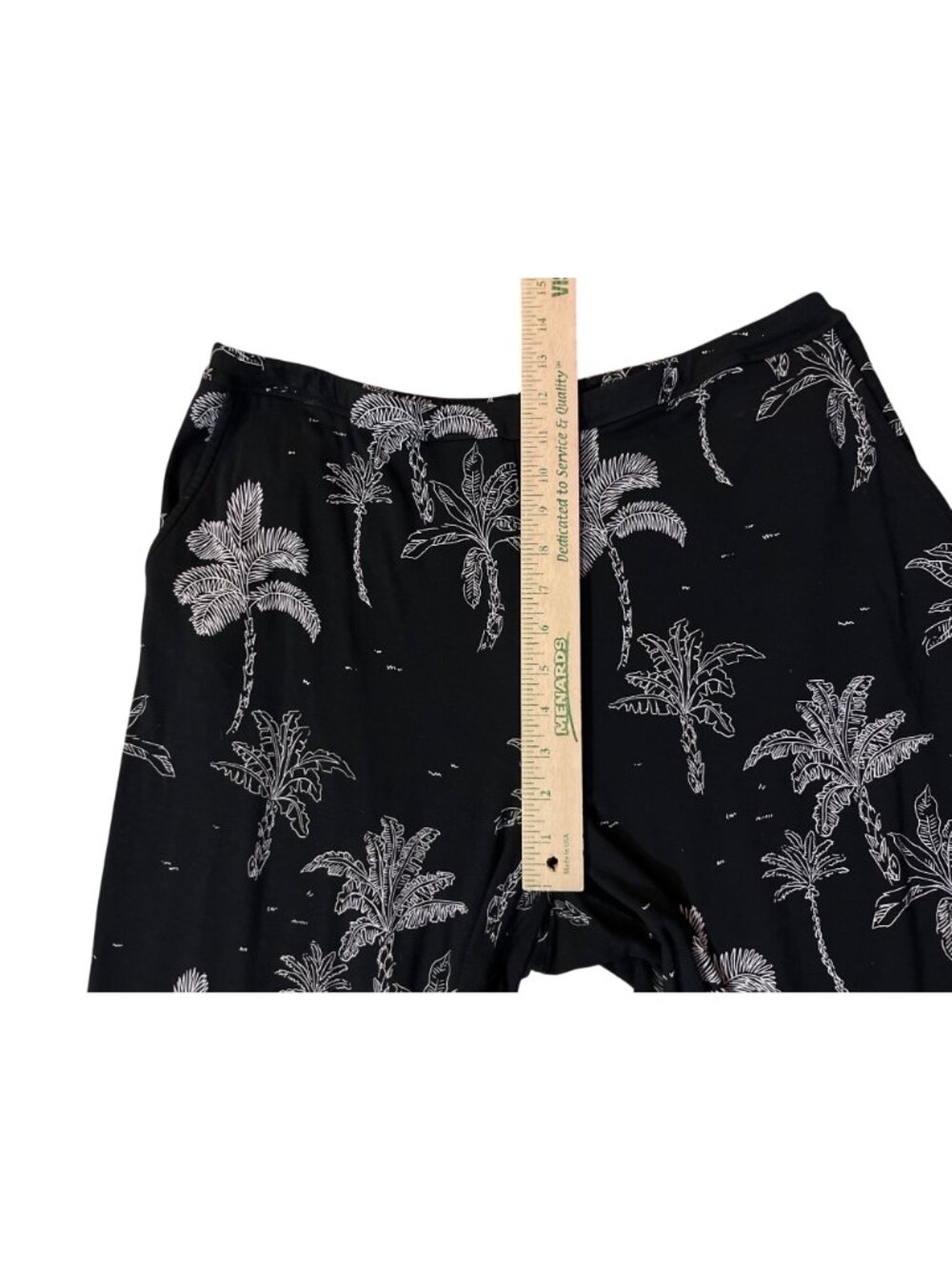 J Jill Wearever Crop Pants L Black Tropical Wide Leg Pull On Used - Picture 9 of 14